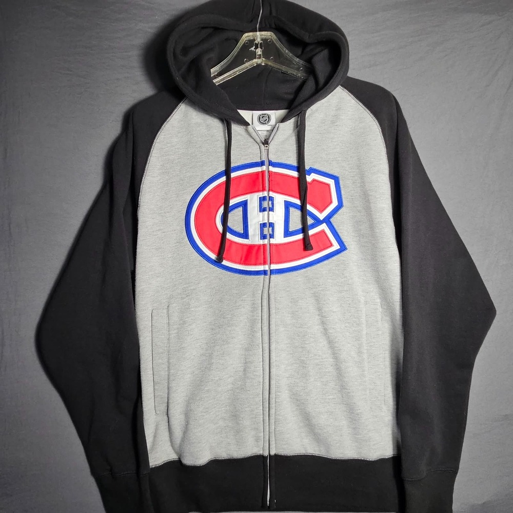 Champion Montreal Canadiens NHL Full Zip Hoodie Mens M Grey Hockey Sweatshirt